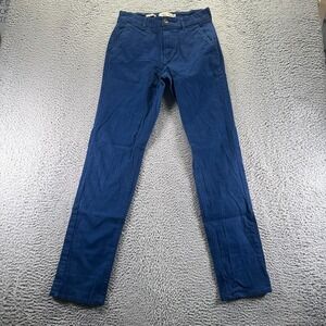 Gef France Pant Mens 28x33 Blue Cotton Chino Straight Stretch Slim Business